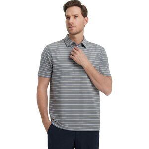 M MAELREG  Short Sleeve Dry Fit Neutral Stripe Performance Polo Size 6